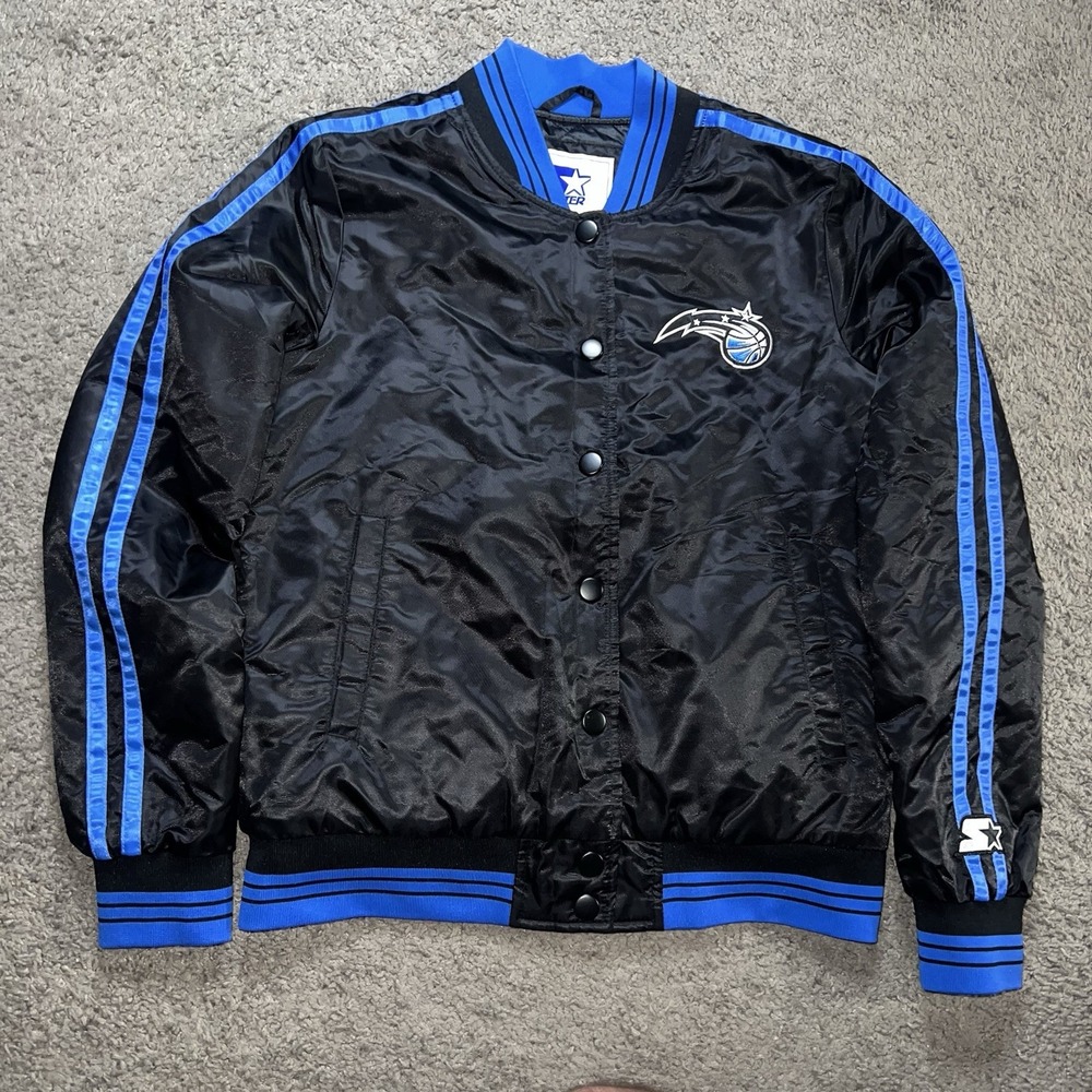 Vintage Starter Orlando Magic Satin Bomber Jacket Womens S Black